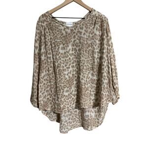 Felicite Double Gauze Leopard Print Tunic Blouse Size 3 Medium
